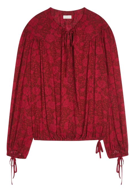 Red floral-print blouse Dries Van Noten - women